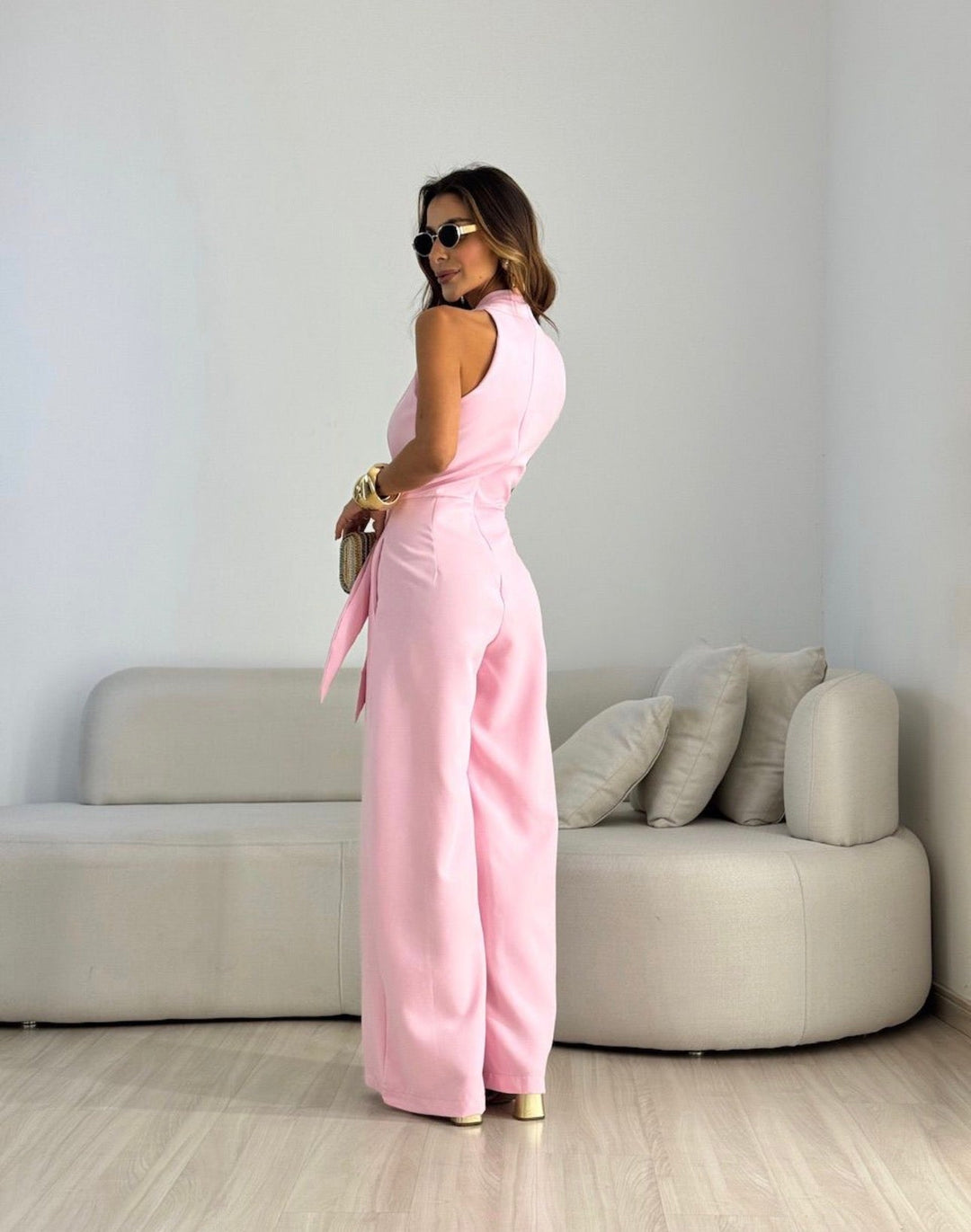 Linda – Halter Neck Wide-Leg Jumpsuit