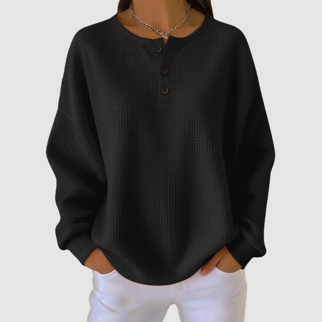 Jessie – Waffle Knit Henley Top