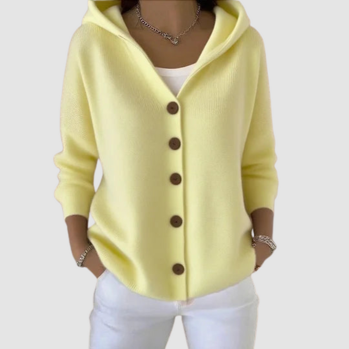 Maryam – Hooded Button-Up Knit Cardigan