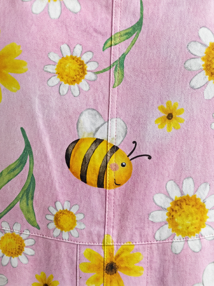 Macey | Daisy & Bee-Print Dungarees