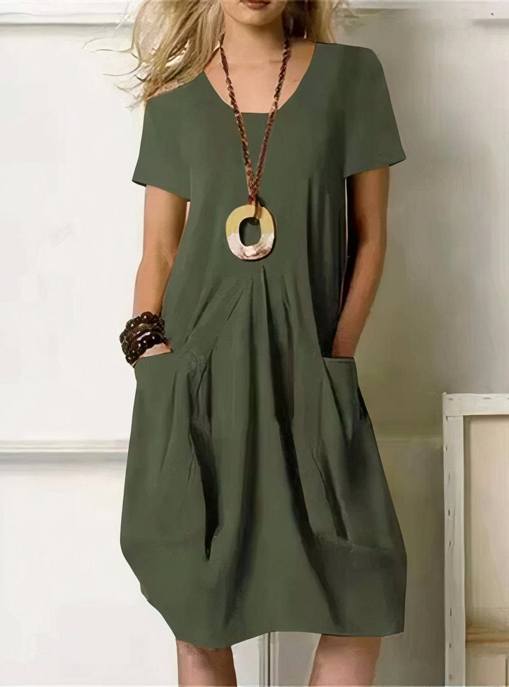 Dorothea – Relaxed Casual Midi Dress with Pockets