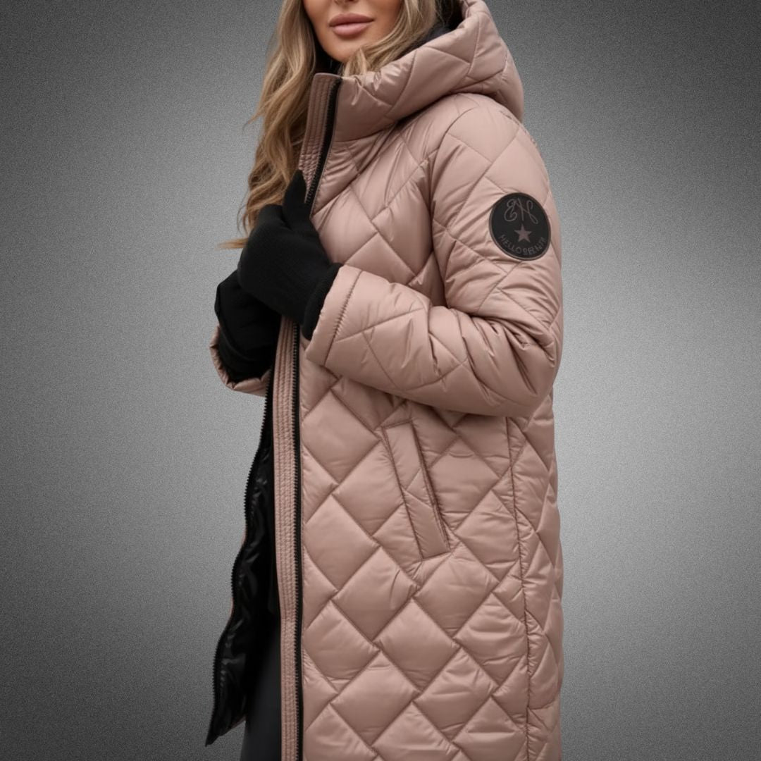Joanna – Quilted Padded Long Hooded Coat