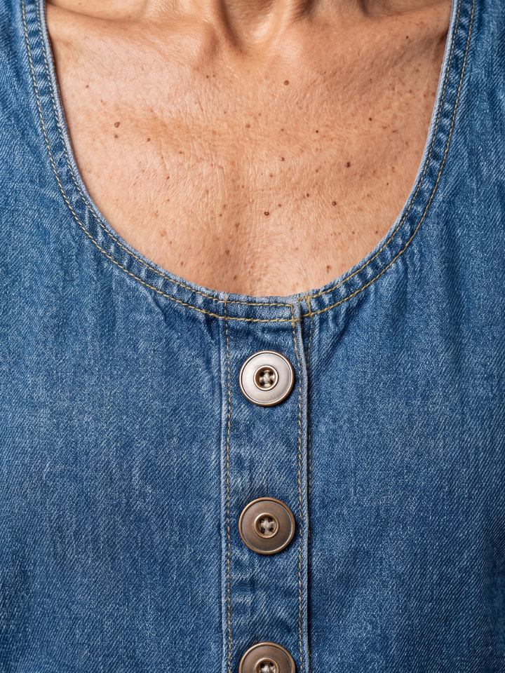 Madelyn | Rooster-Print Denim Dungarees