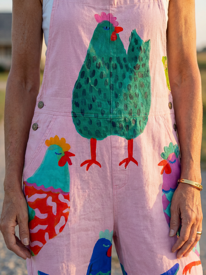 Danna | Hen-Print Dungarees