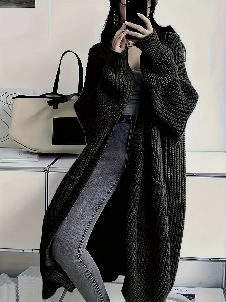 Ethel – Longline Chunky Knit Open Cardigan