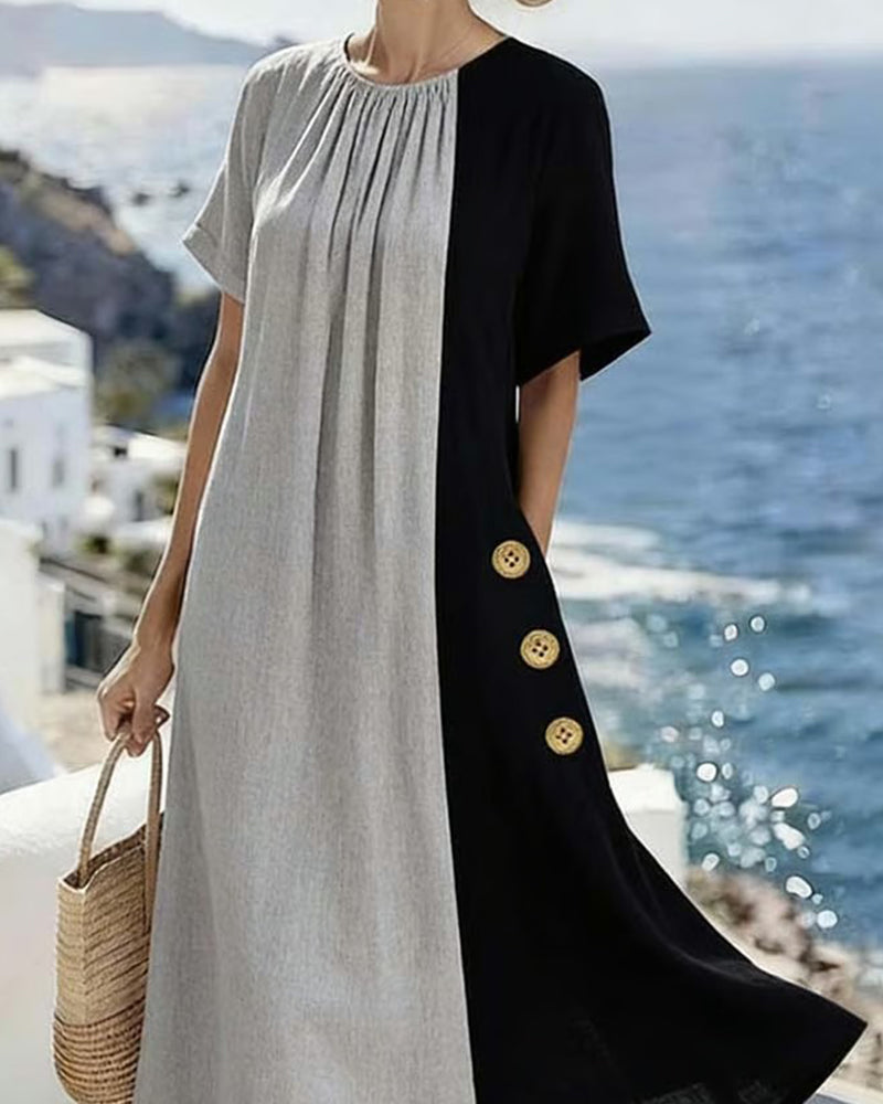 Blodwen – Contrast Panel Midi Dress