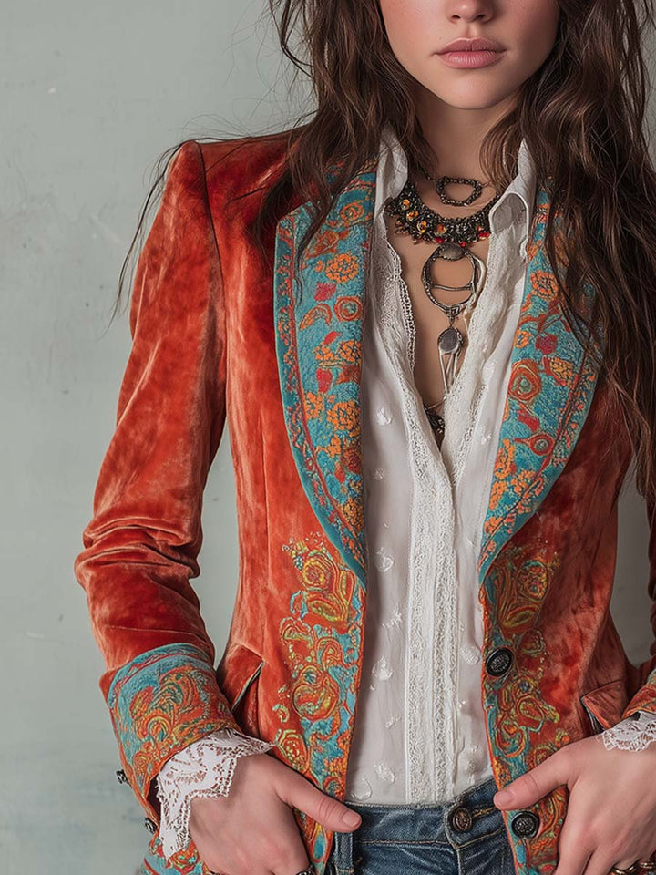 Annabel – Velvet Paisley Print Blazer