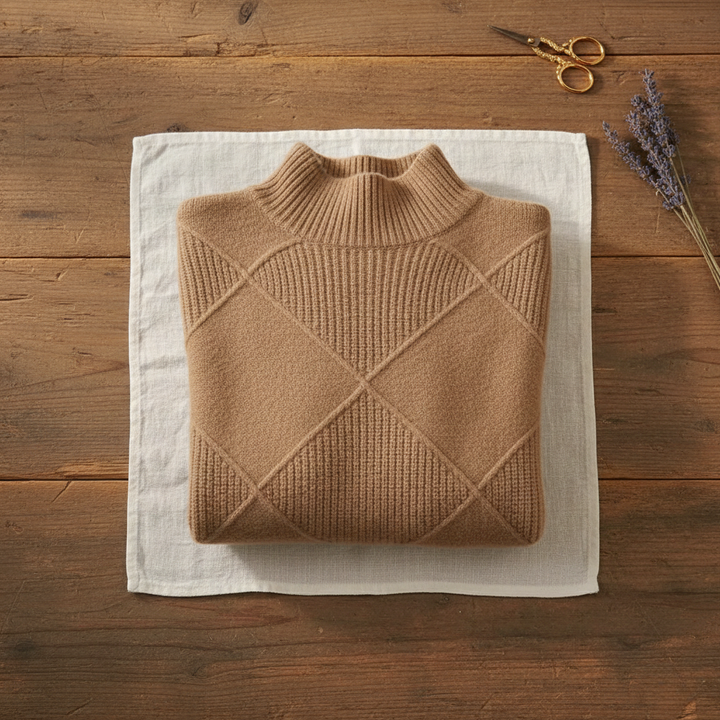 Marlene – Diamond Knit Mock Neck Jumper