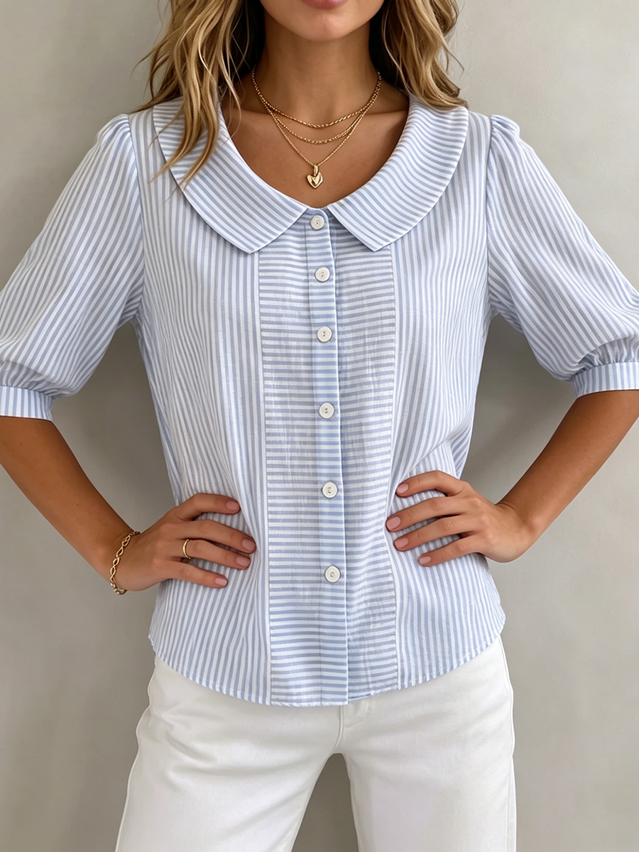 Honora – Striped Peter Pan Collar Blouse
