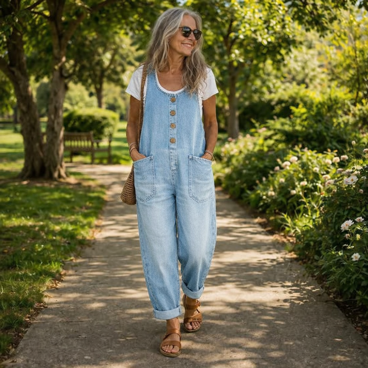 Frances – Relaxed Denim-Look Dungarees