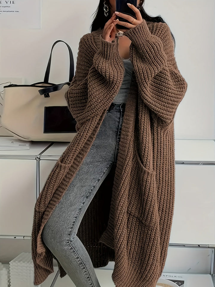 Ethel – Longline Chunky Knit Open Cardigan