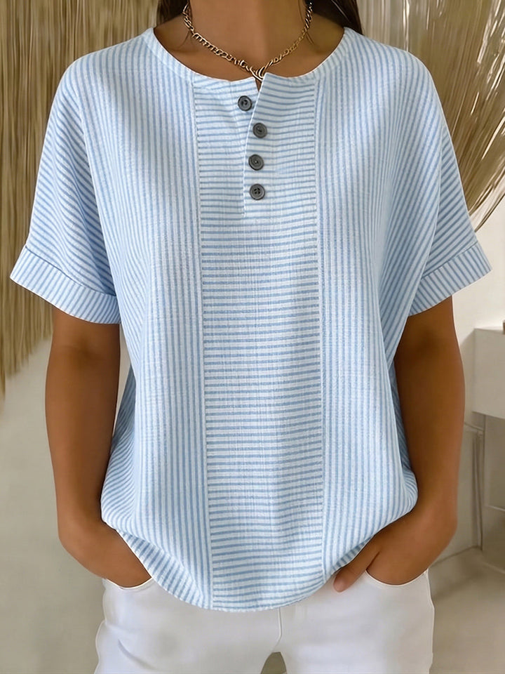 Drusilla – Striped Henley Button Top