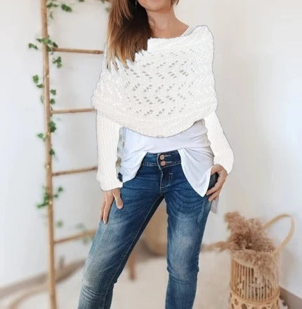 Lilian – Lace-Knit Wrap Shrug with Sleeves