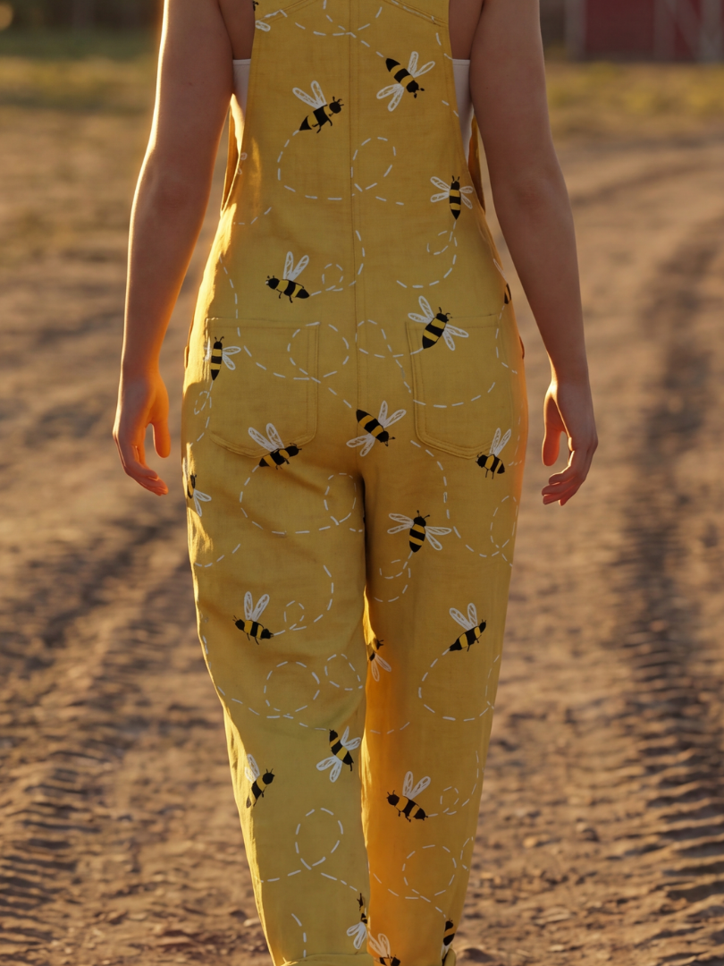 Jordan | Honeybee-Print Dungarees