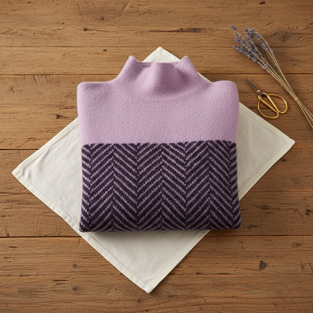 Honora – Turtleneck Herringbone Knit Jumper