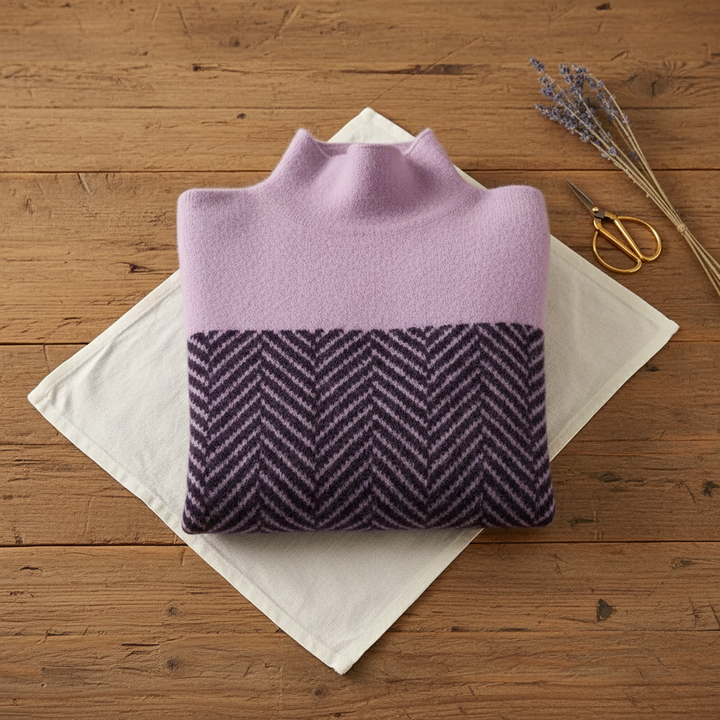 Honora – Turtleneck Herringbone Knit Jumper