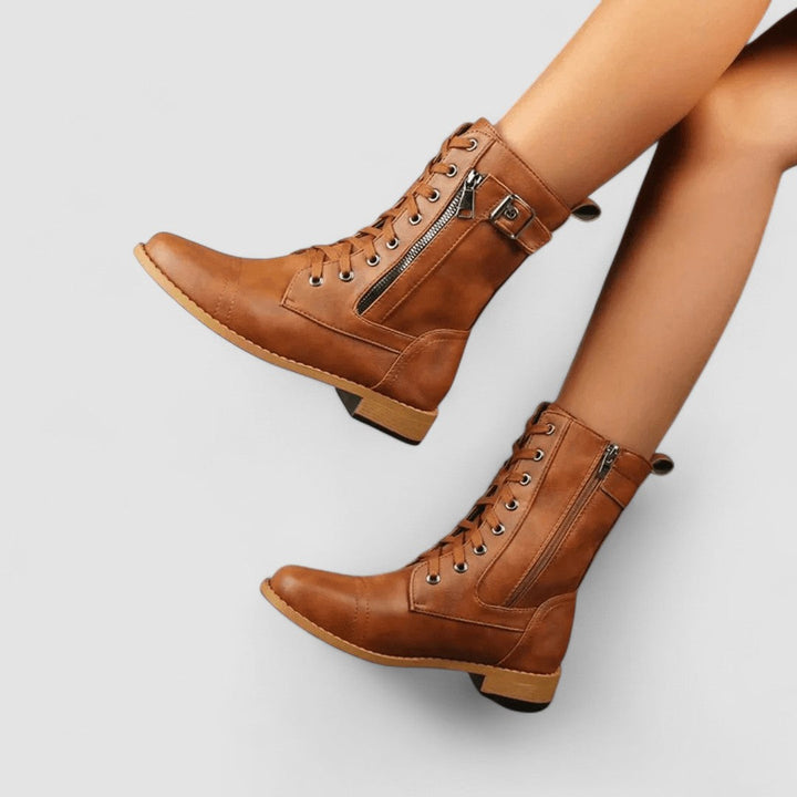 Glenda – Lace-Up Combat Ankle Boots