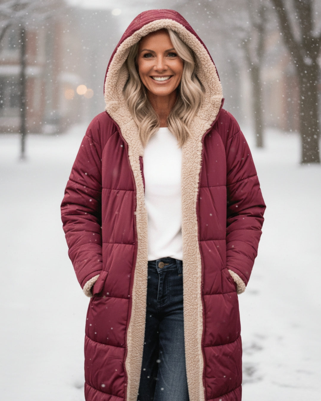 Bethan – Quilted Sherpa-Lined Long Coat