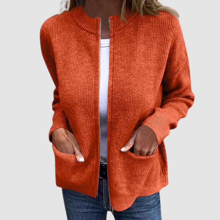 Sonia – Elegant Knit Zip-Up Cardigan