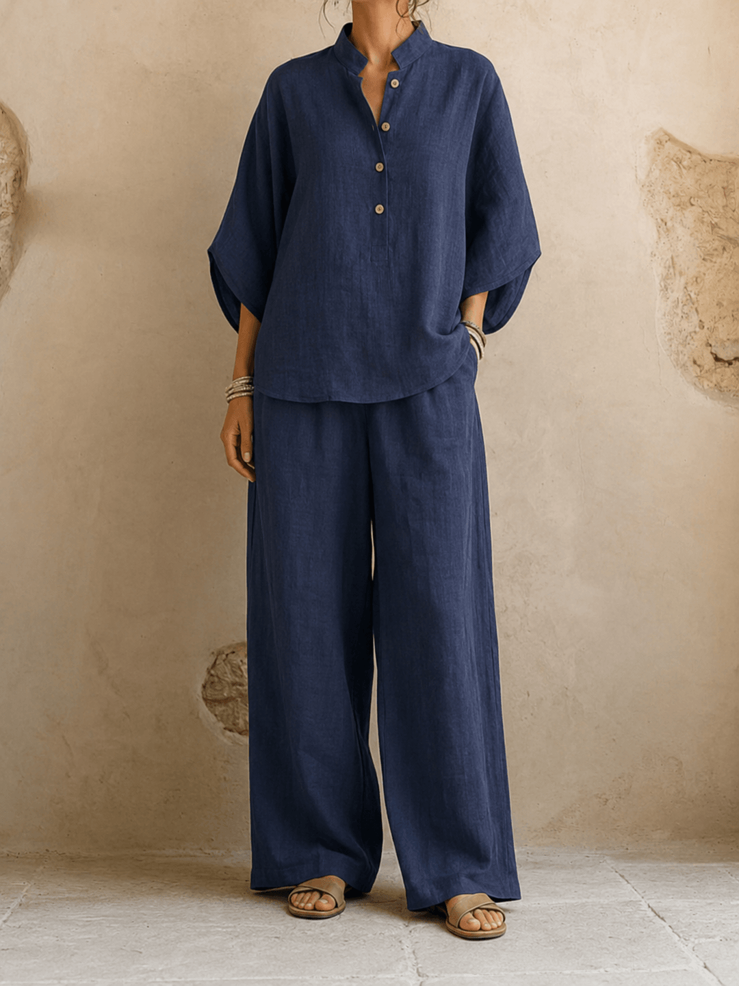 Zara – Batwing Blouse and Wide-Leg Trousers Set
