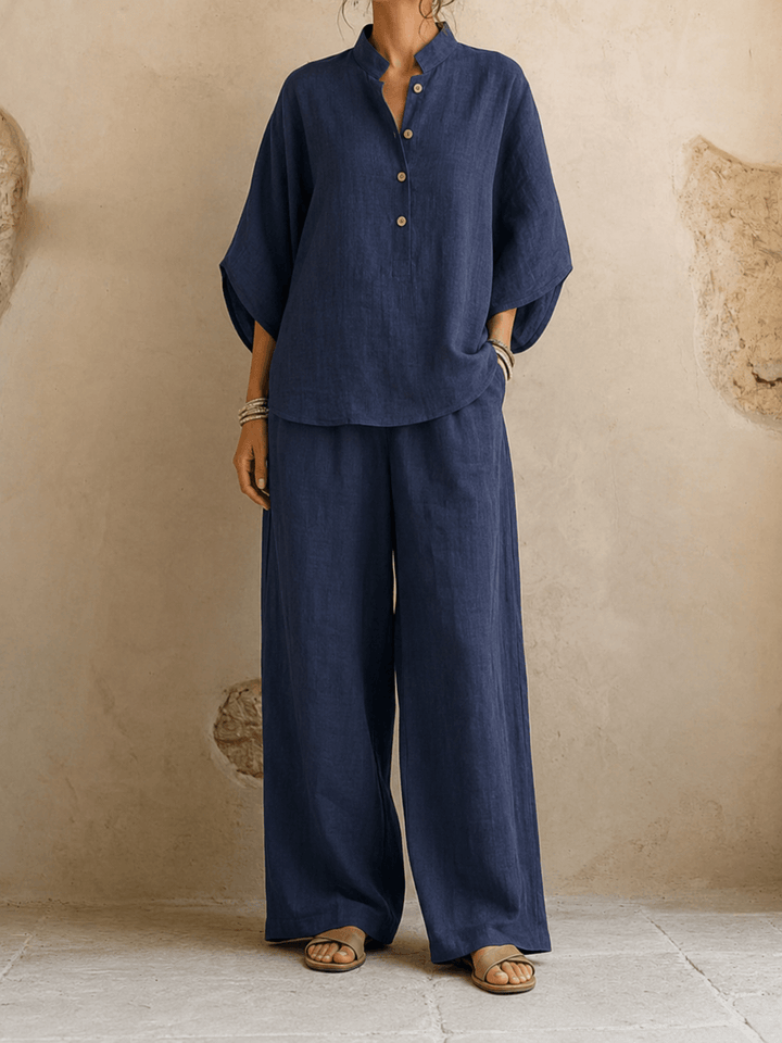 Zara – Batwing Blouse and Wide-Leg Trousers Set