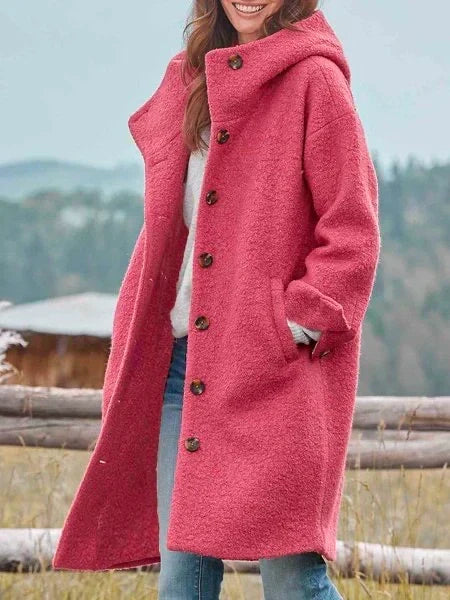 Polly – Hooded Button-Front Longline Coat