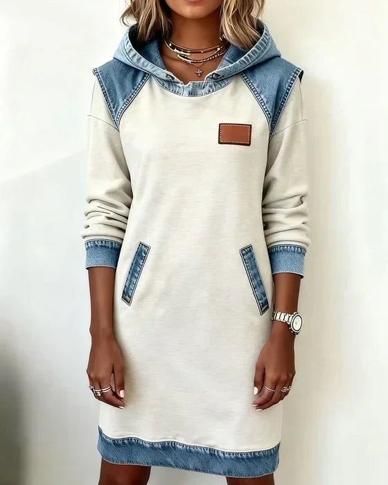 Alexa | Cosy Contrast Hooded Dress