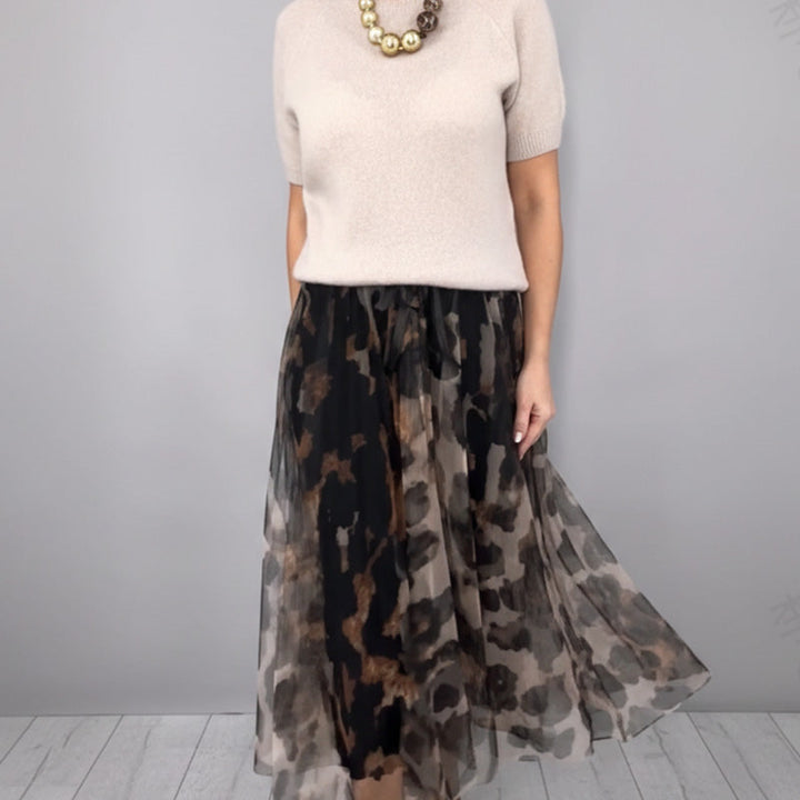 Precious | Leopard Flowy Skirt and Jumper Set