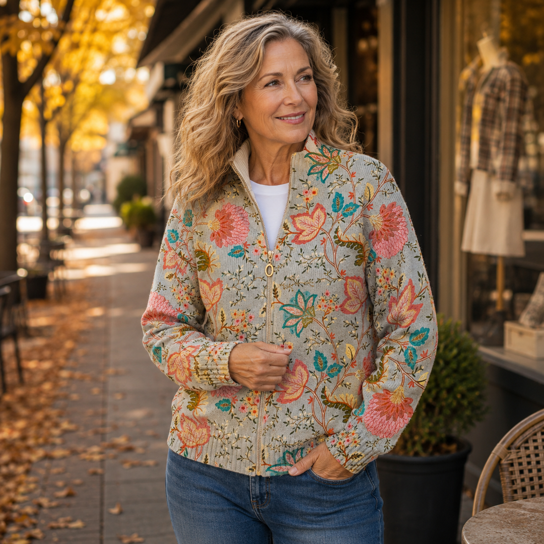 Arabella – Vintage Floral Zip-Up Jacket
