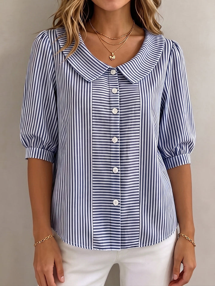 Honora – Striped Peter Pan Collar Blouse