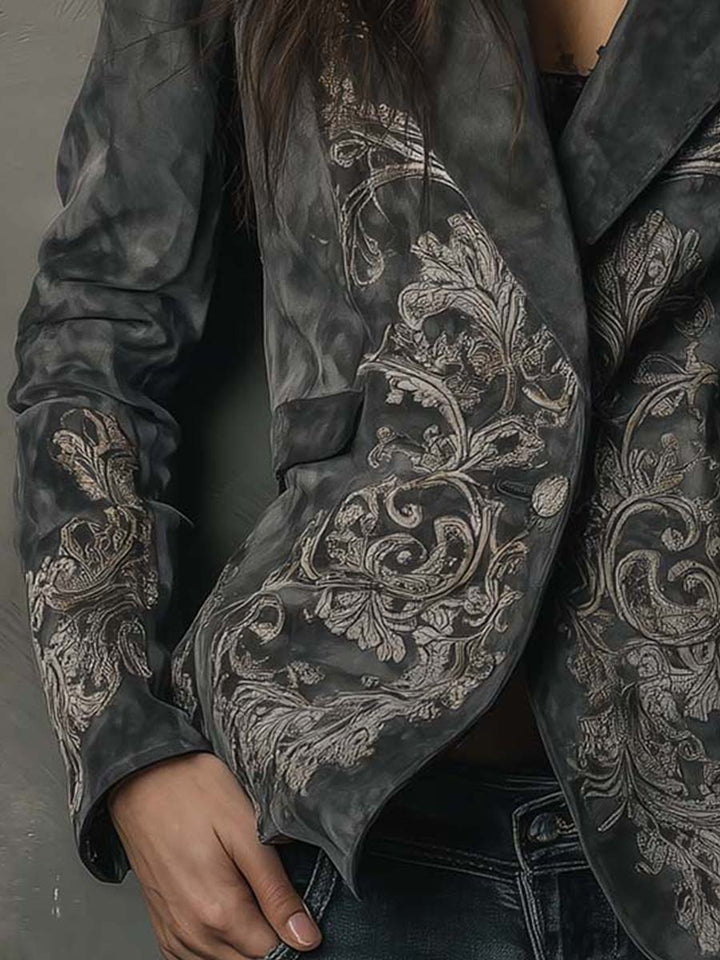 Irene – Embossed Floral Tailored Blazer