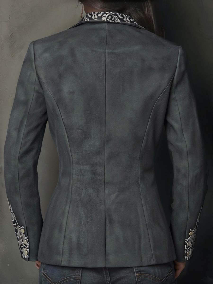 Irene – Embossed Floral Tailored Blazer