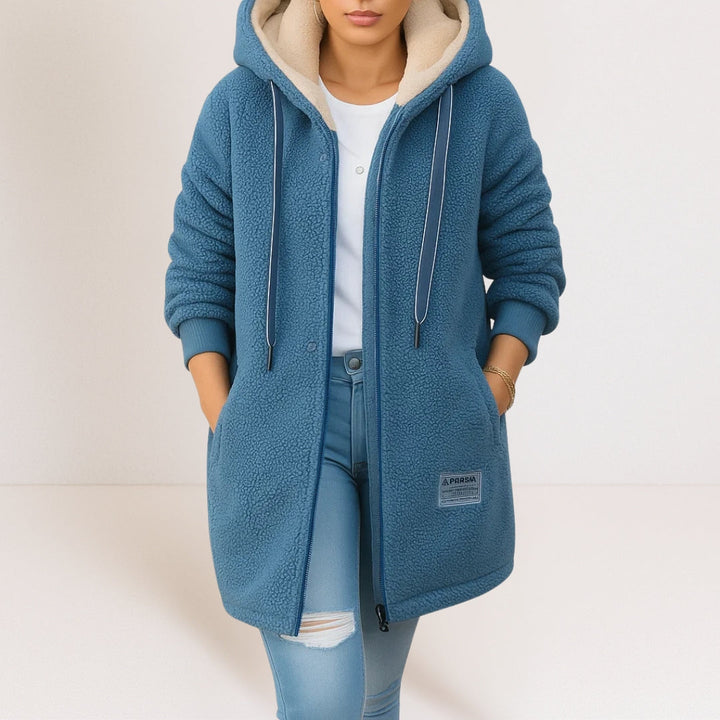 Valerie – Longline Hooded Teddy Fleece Coat