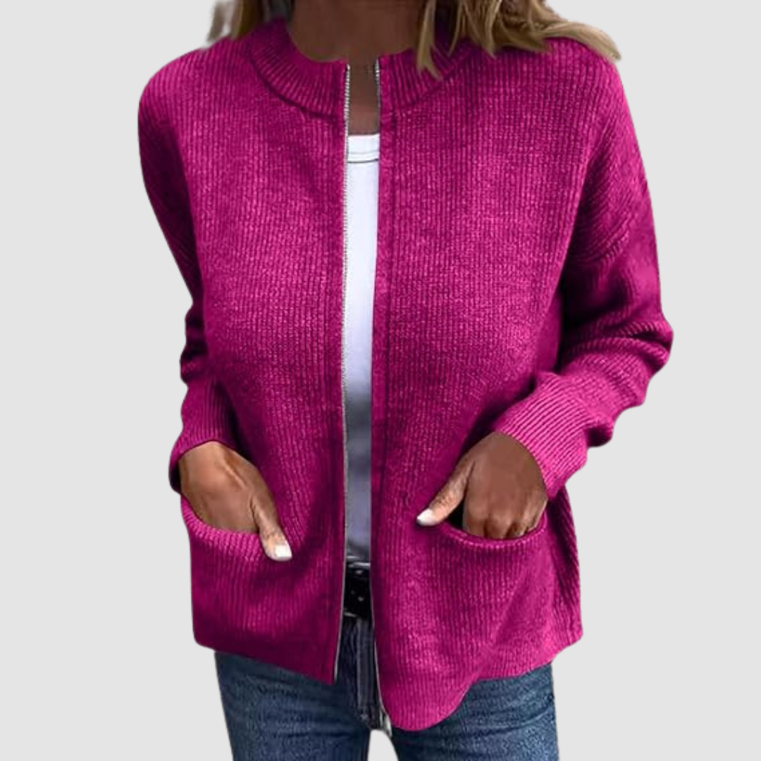 Sonia – Elegant Knit Zip-Up Cardigan