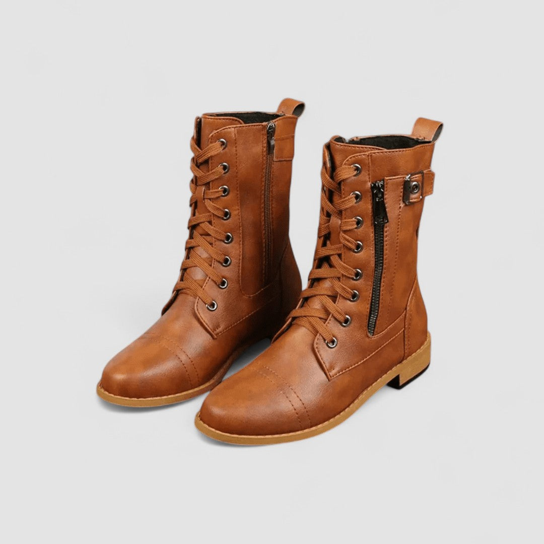 Glenda – Lace-Up Combat Ankle Boots