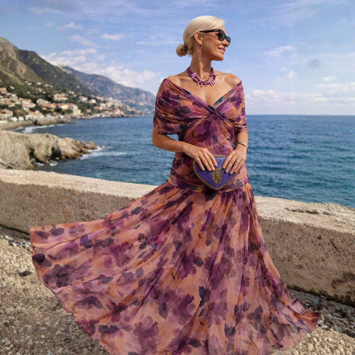 Christine – Draped Chiffon Maxi Dress