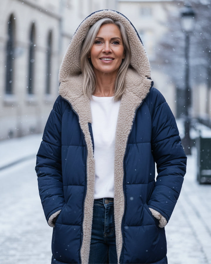 Bethan – Quilted Sherpa-Lined Long Coat