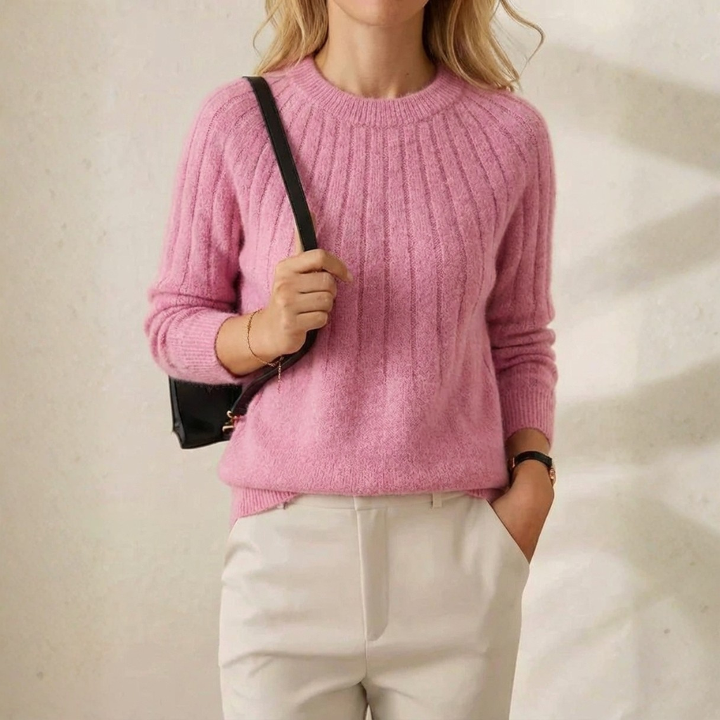 Agnes – Ribbed Knit Crewneck Jumper