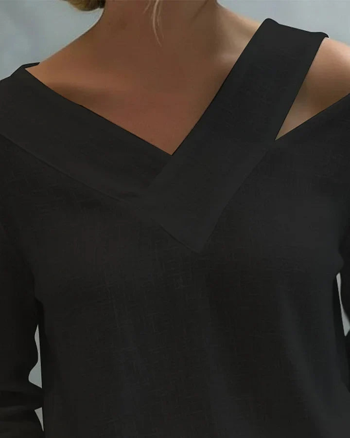 Vera – Off-Shoulder V-Neck Linen-Look Top