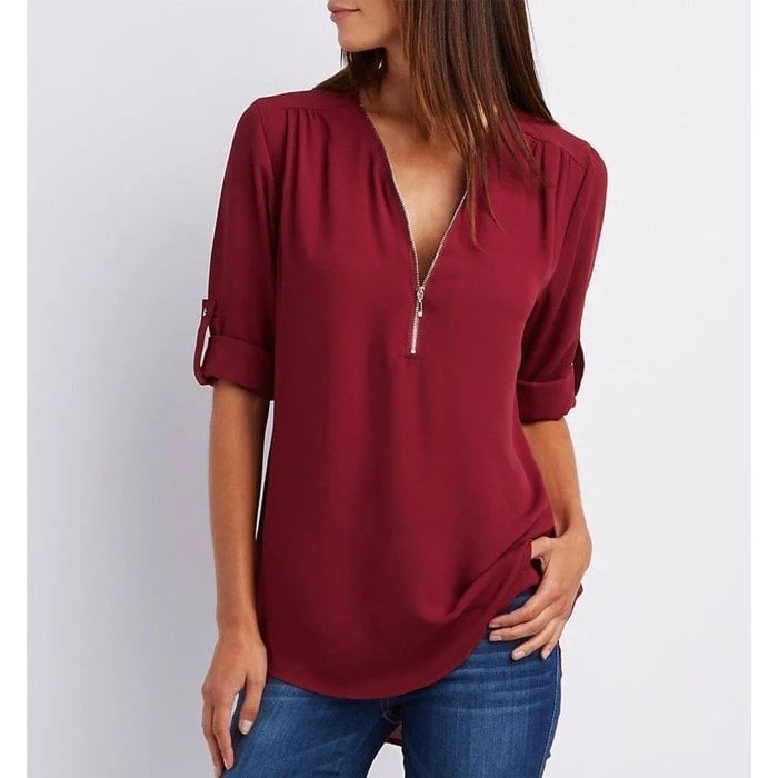 Henley | Chic Zip Blouse