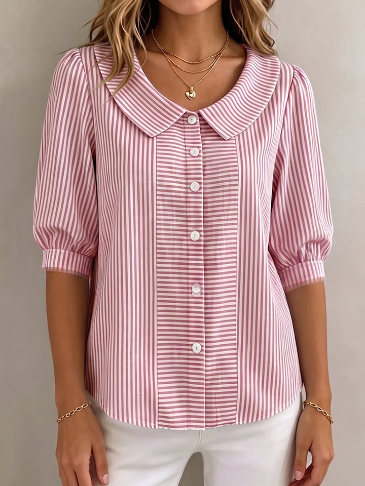 Honora – Striped Peter Pan Collar Blouse