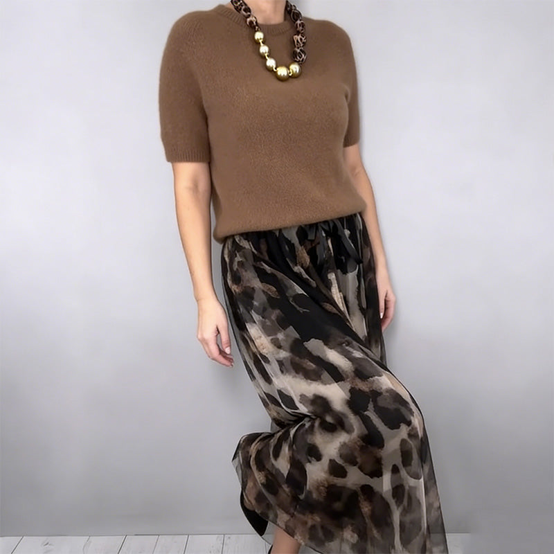 Precious | Leopard Flowy Skirt and Jumper Set