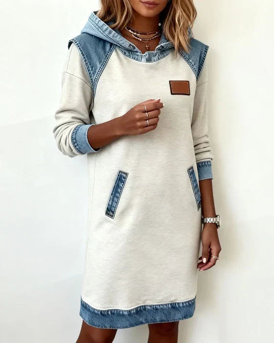 Alexa | Cosy Contrast Hooded Dress