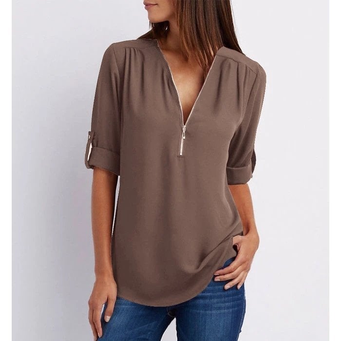 Henley | Chic Zip Blouse