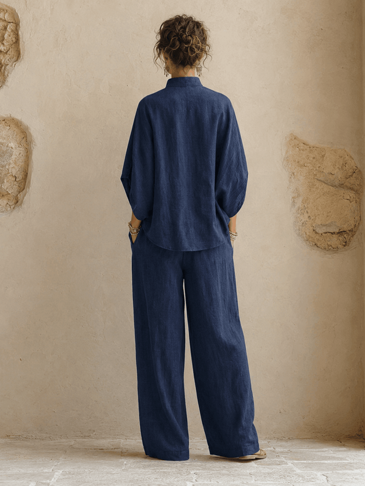 Zara – Batwing Blouse and Wide-Leg Trousers Set
