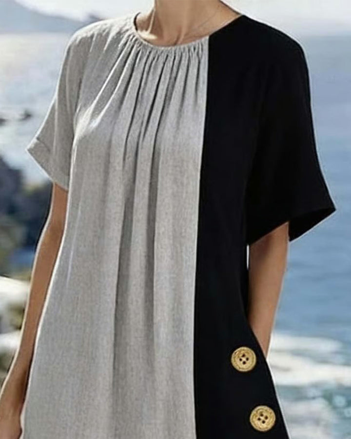 Blodwen – Contrast Panel Midi Dress