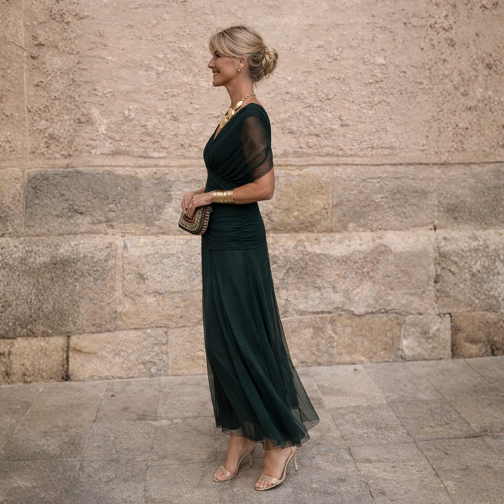 Christine – Draped Chiffon Maxi Dress