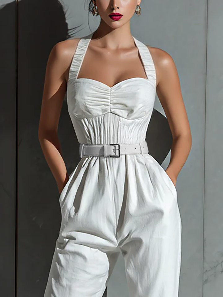 Maxine – Halter Neck Belted Tailored Jumpsuit
