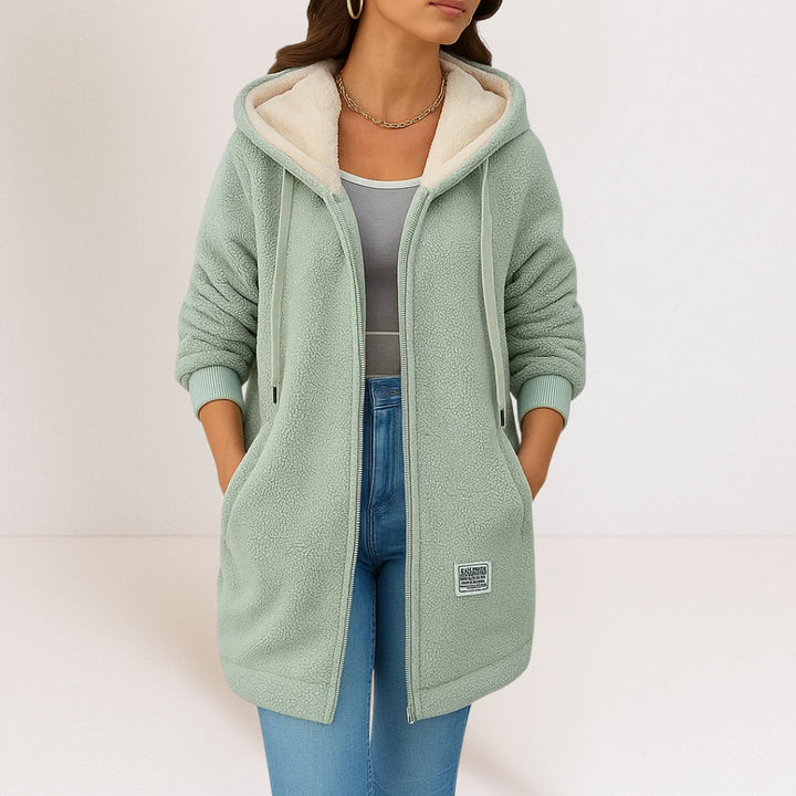 Valerie – Longline Hooded Teddy Fleece Coat