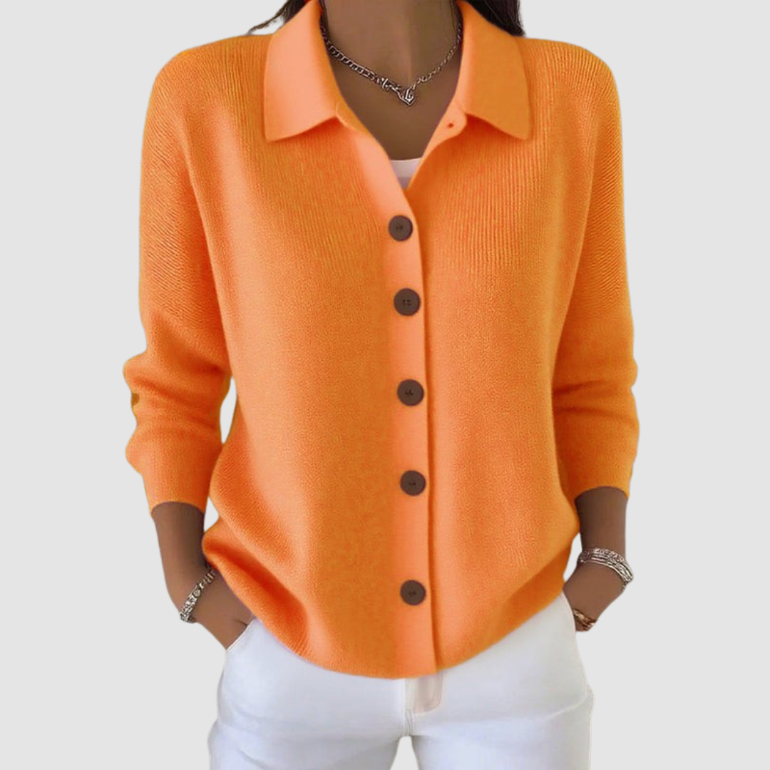 Lettice – Button-Up Knit Cardigan with Collar